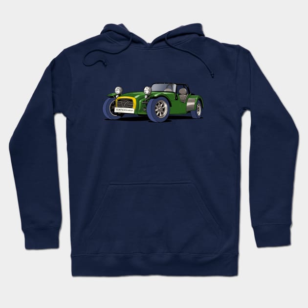 Caterham 7 in green and yellow Hoodie by Webazoot